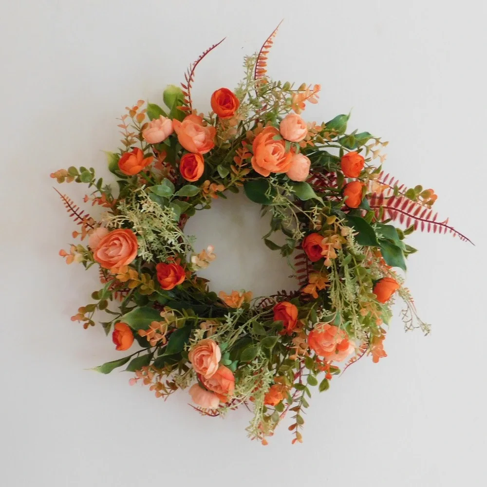 Late Summer Early Fall Small Wreath Fall Decor Orange Flowers Housewarming gift
